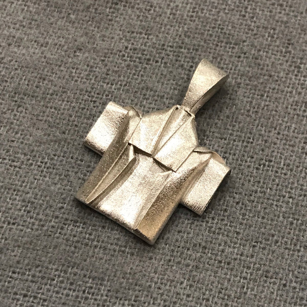 Happi coat origami fine silver pendant with sterling silver chain