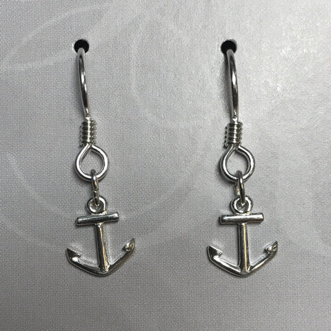 Sterling silver anchor earrings