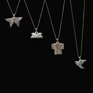 Hand-folded origami fine silver necklaces