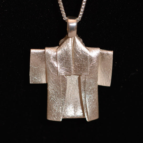 Happi coat origami fine silver pendant with sterling silver chain