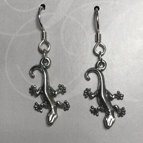 Sterling silver gekko earrings
