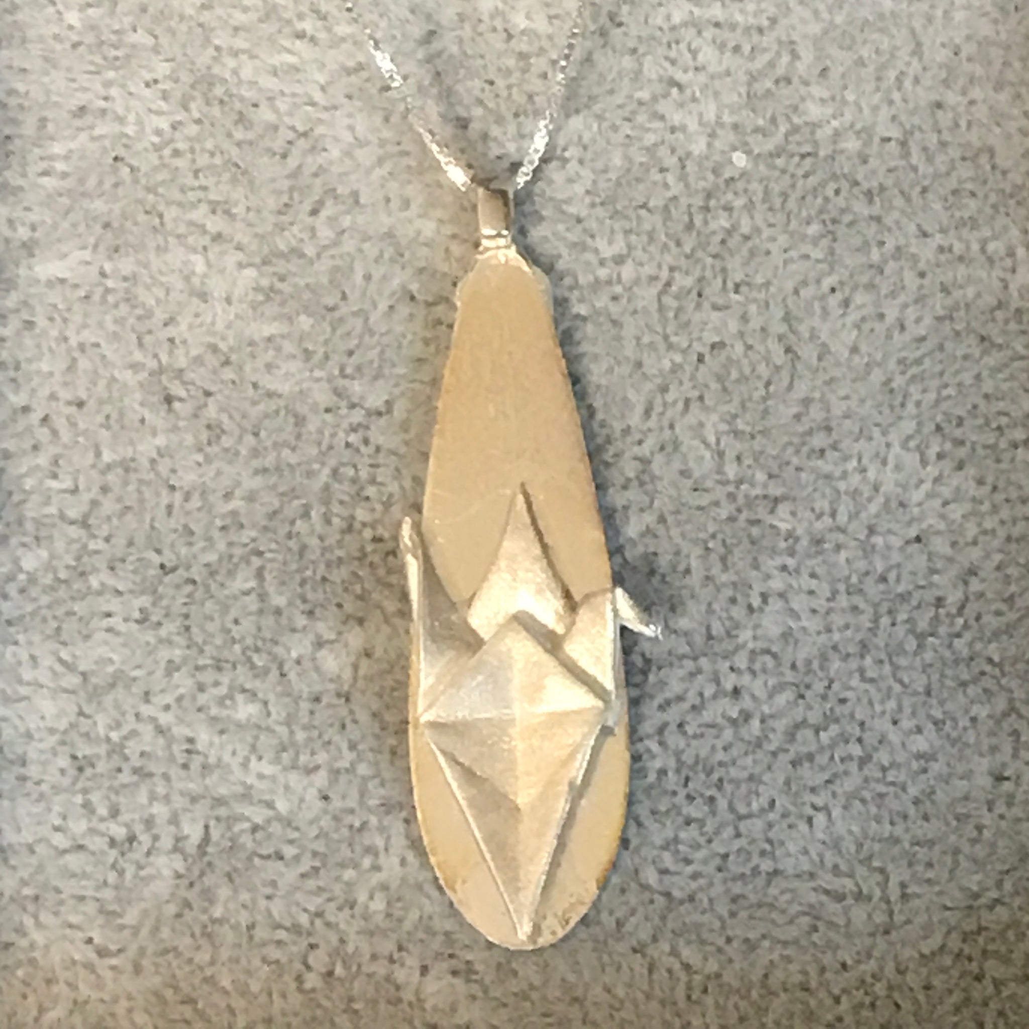 Origami fine silver pendant with sterling silver chain - 001