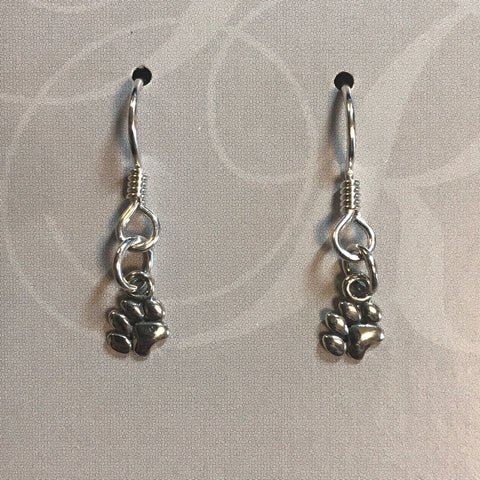 Sterling silver pawprint earrings