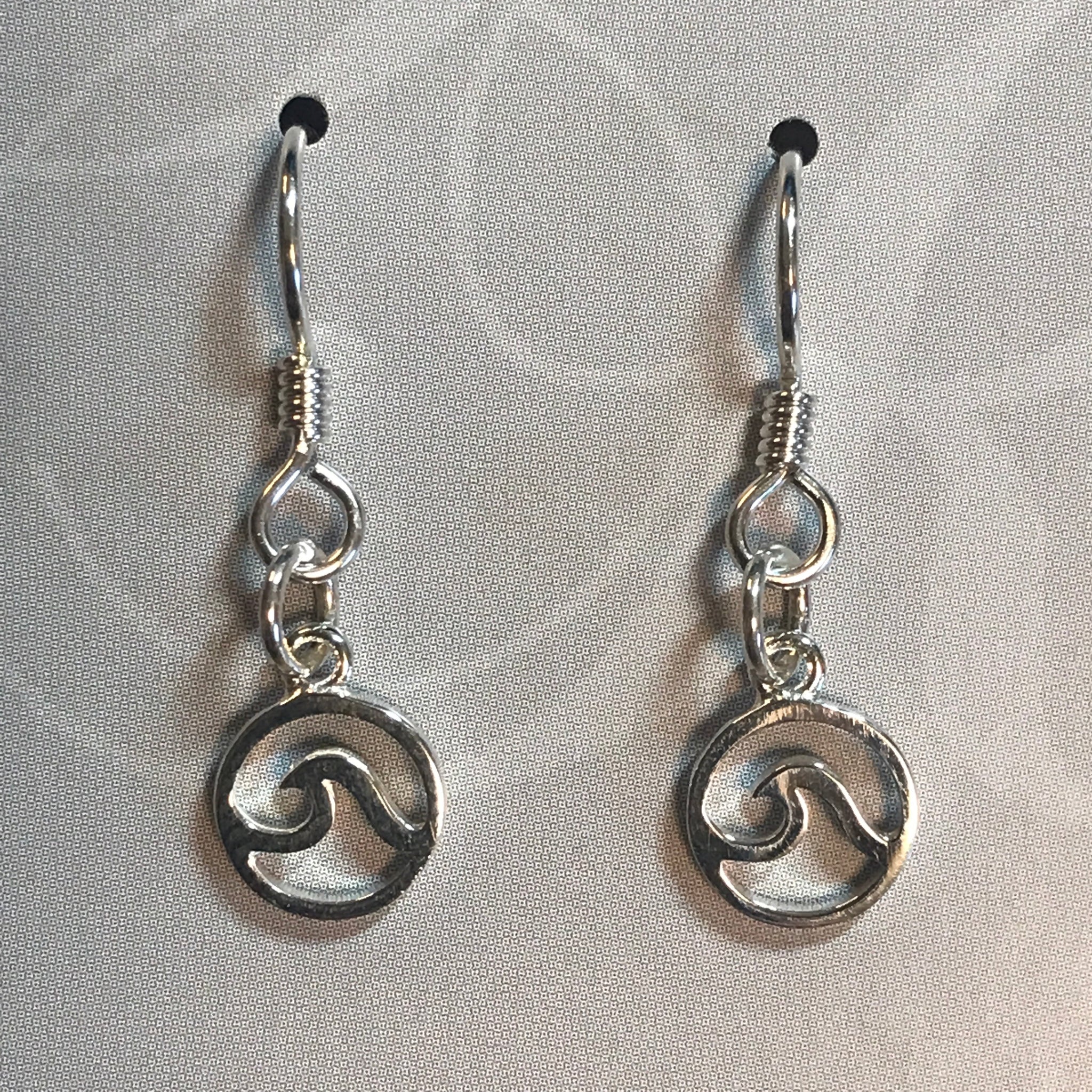 Sterling silver cutout wave earrings