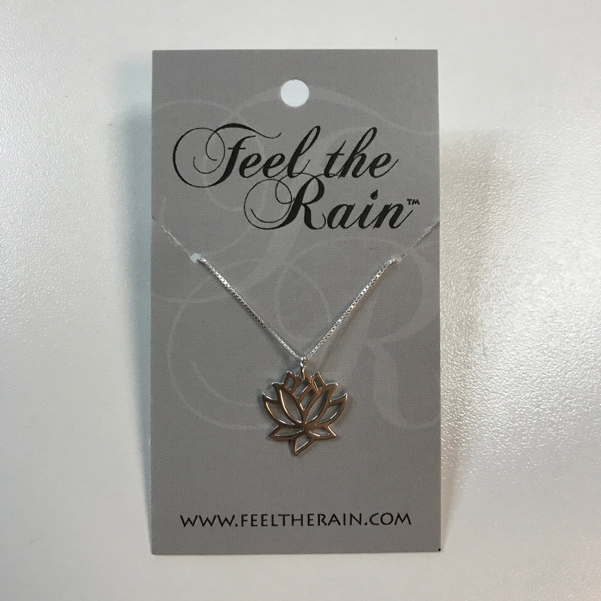 Sterling silver lotus blossom pendant on sterling silver box chain necklace